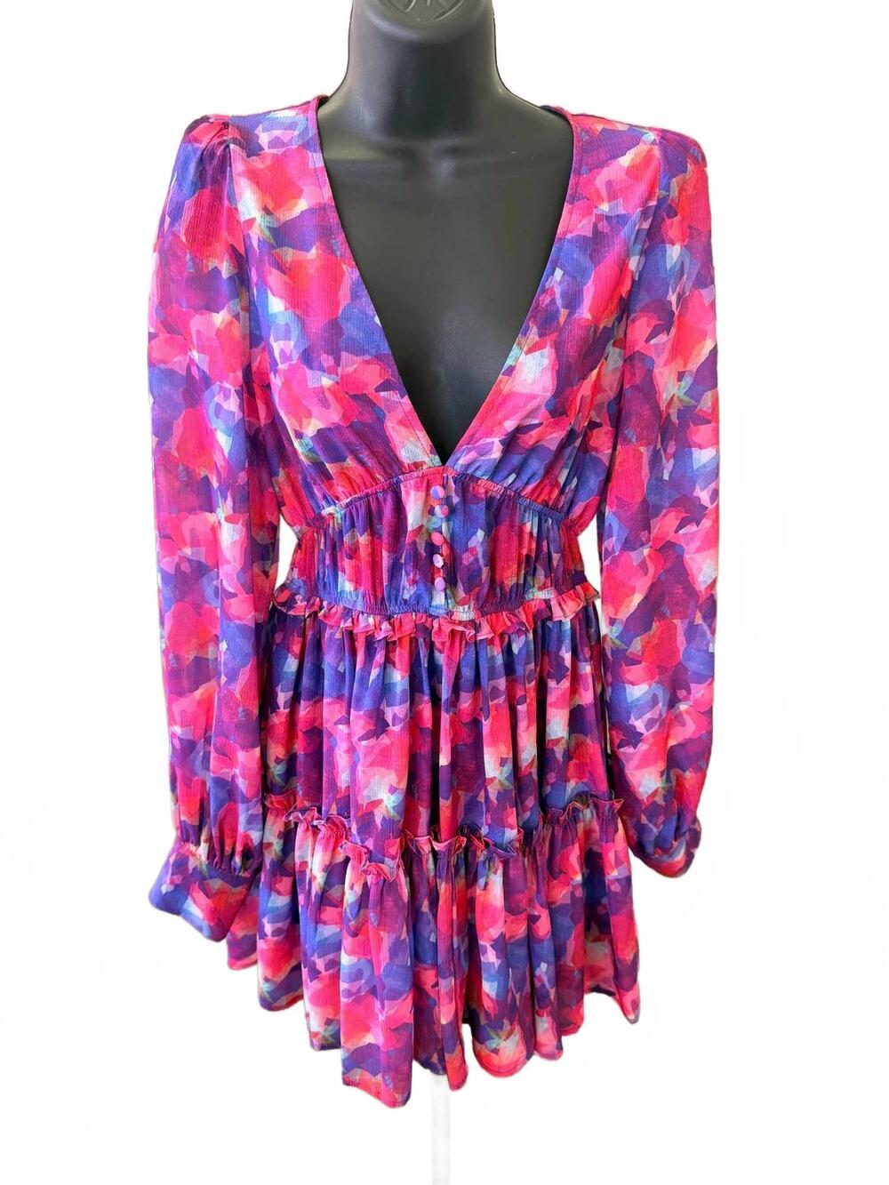 NEW SINCERELY OURS women's electric bloom mini dress in pink multi